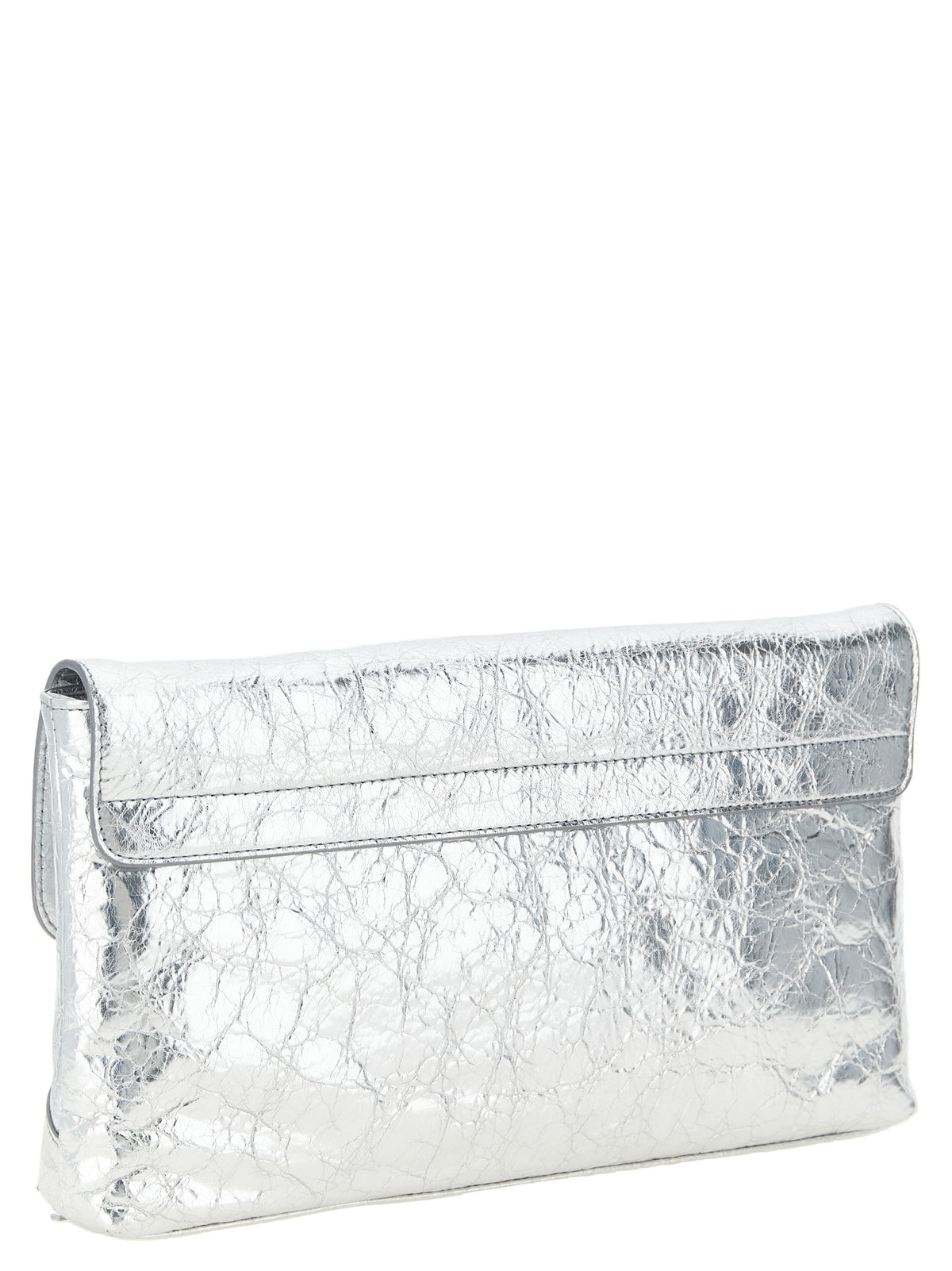 Balenciaga Silver Lamb Leather Clutch Women's Bag