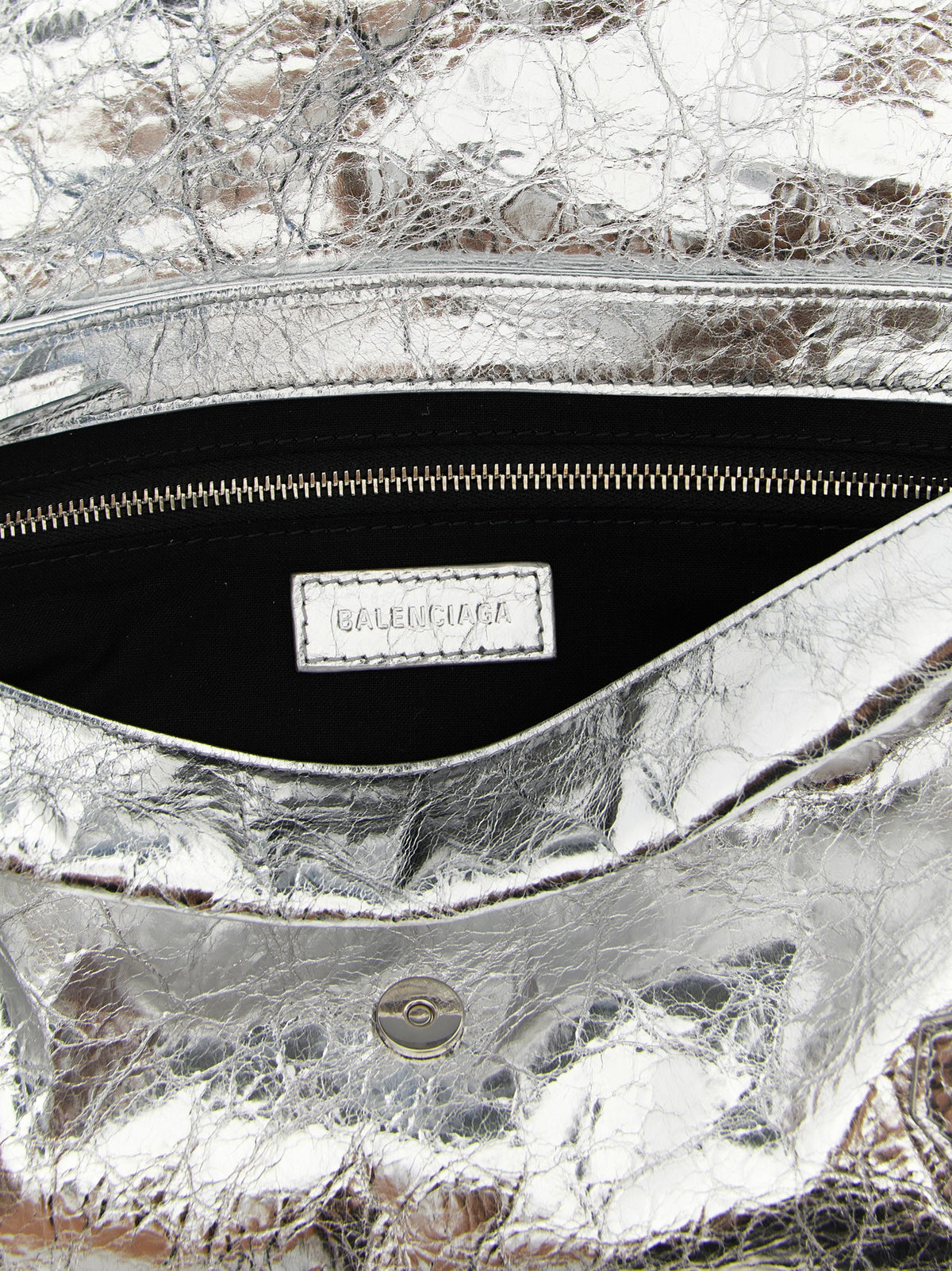 Balenciaga Silver Lamb Leather Clutch Women's Bag