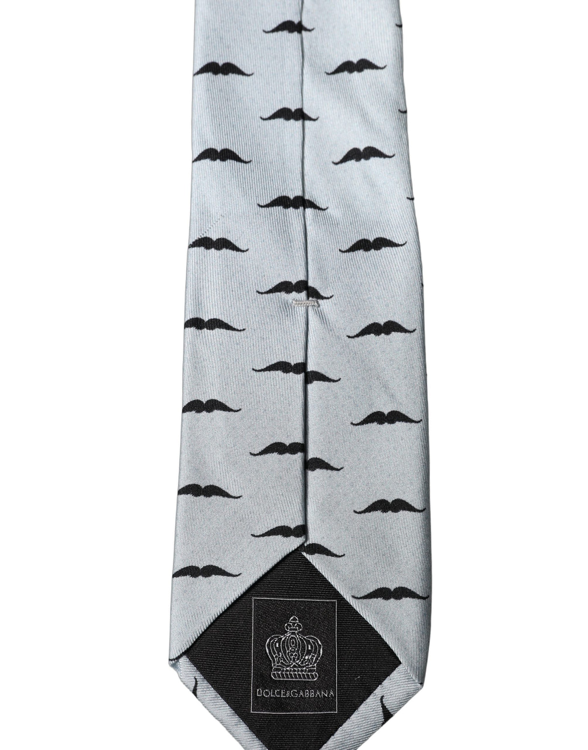 Dolce & Gabbana Light Gray Mustache Silk Adjustable Necktie Men's Accessory (Pre-Owned)