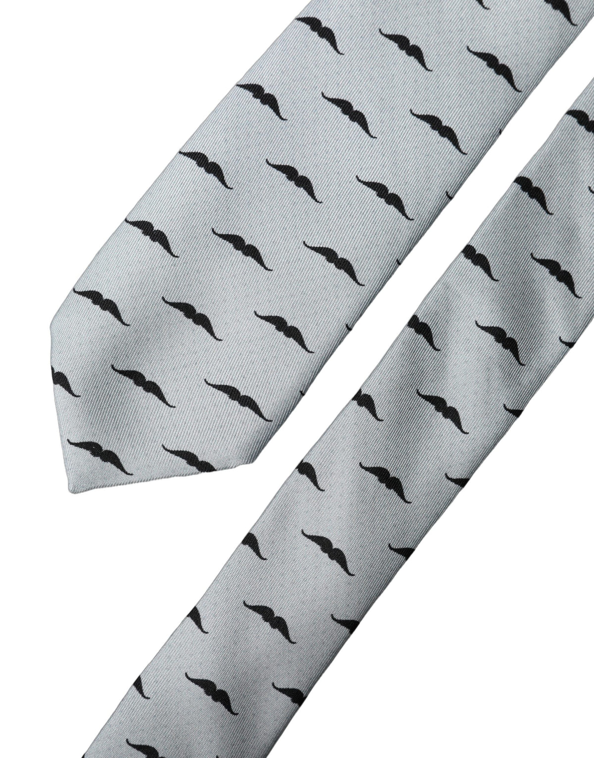 Dolce & Gabbana Light Gray Mustache Silk Adjustable Necktie Men's Accessory (Pre-Owned)