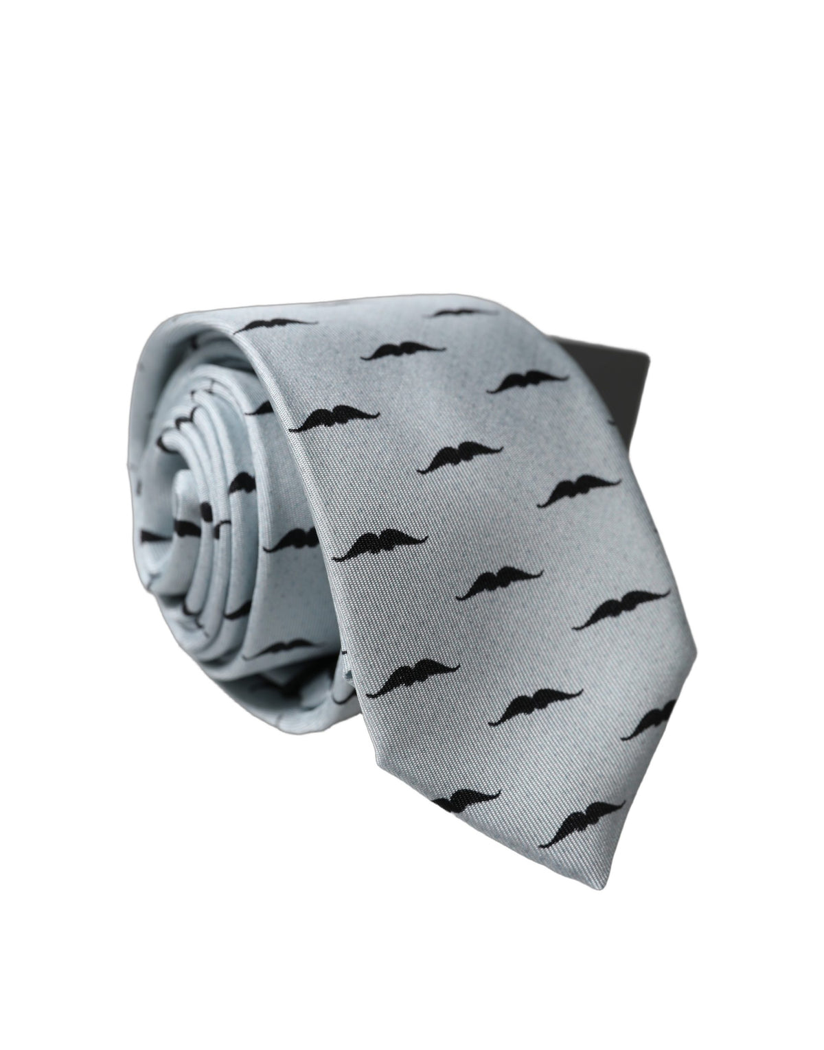 Dolce & Gabbana Light Gray Mustache Silk Adjustable Necktie Men's Accessory (Pre-Owned)