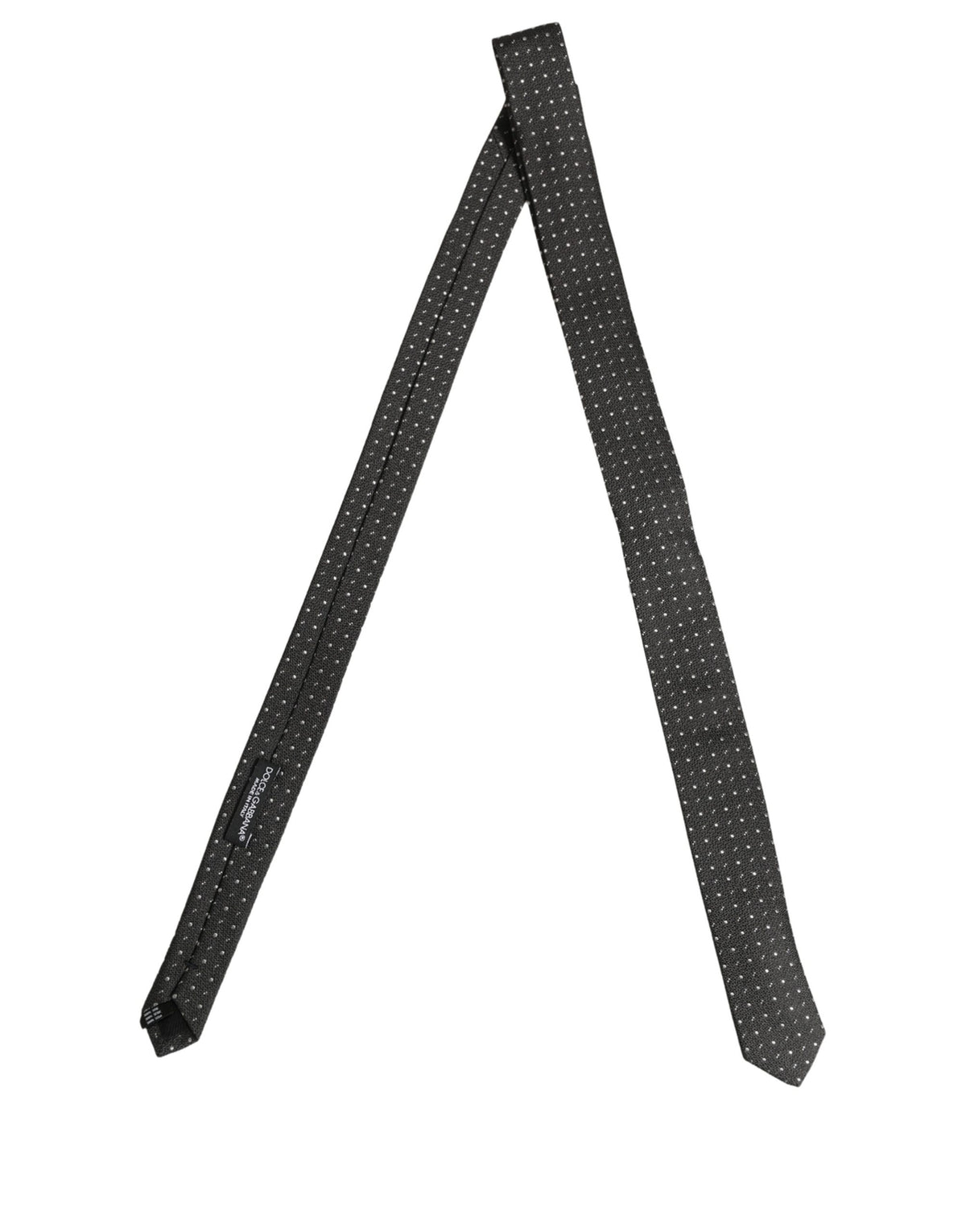 Dolce & Gabbana Dark Gray Polka Dot Silk Adjustable NeckMen's Accessory Men's Tie