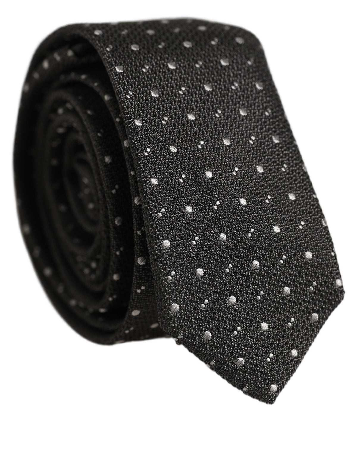 Dolce & Gabbana Dark Gray Polka Dot Silk Adjustable NeckMen's Accessory Men's Tie
