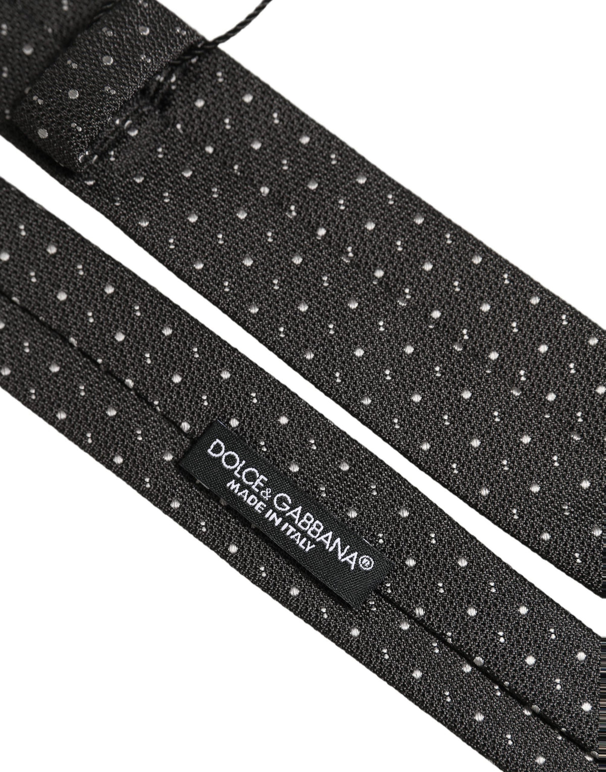Dolce & Gabbana Dark Gray Polka Dot Silk Adjustable NeckMen's Accessory Men's Tie