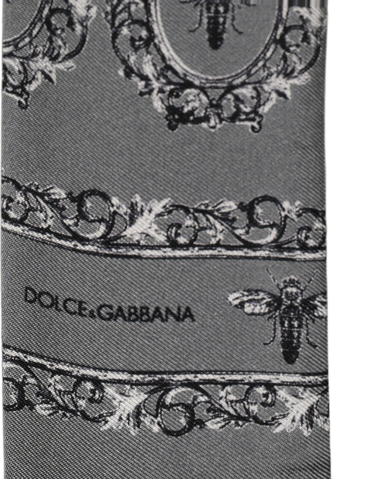 Dolce & Gabbana Men Gray Bee Silk Skinny Twilly Foulard Men's Scarf