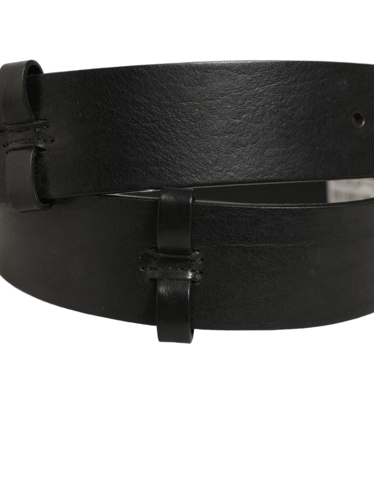 Dolce & Gabbana Black Leather Silver Tone Square Buckle Men's Belt (Pre-Owned)