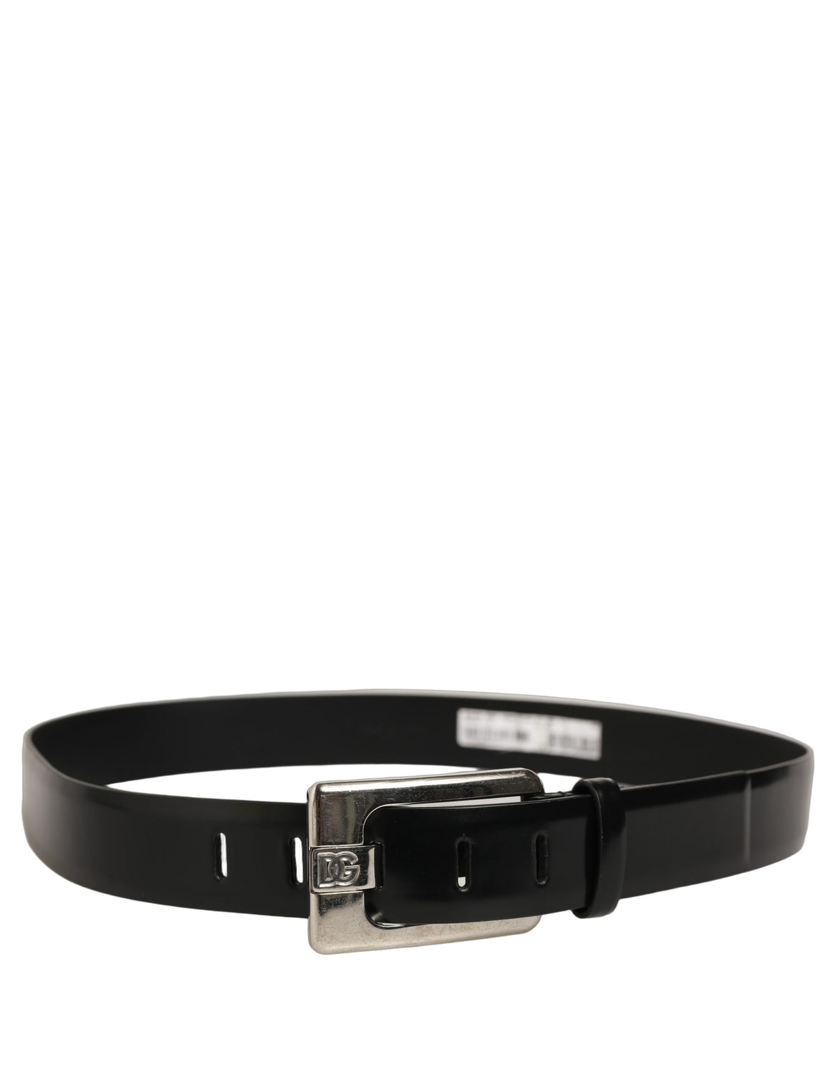 Dolce & Gabbana Black Leather Silver Tone Metal Buckle Men's Belt (Pre-Owned)
