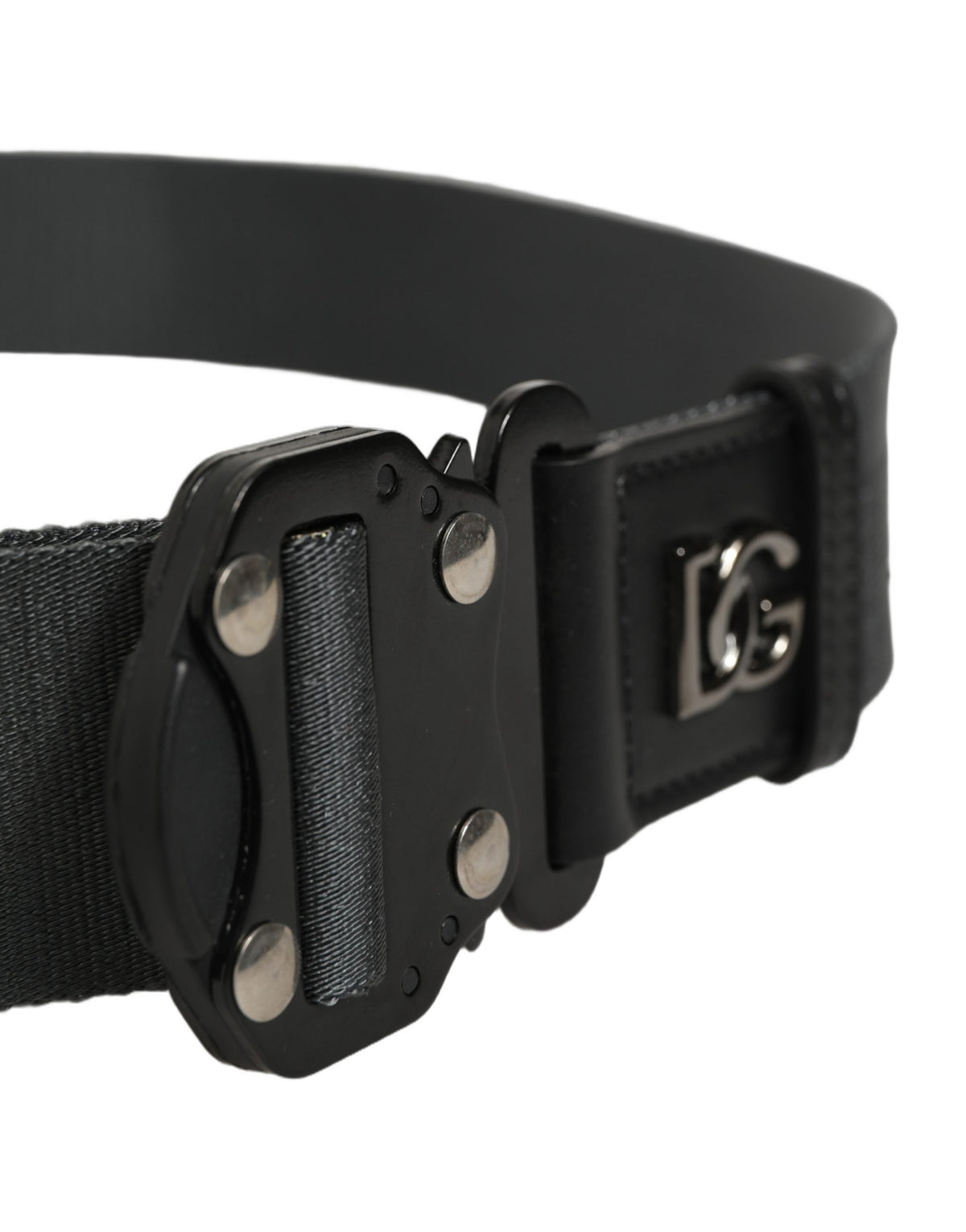 Dolce & Gabbana Men Gray Fabric Strap Logo Metal Buckle Men's Belt (Pre-Owned)