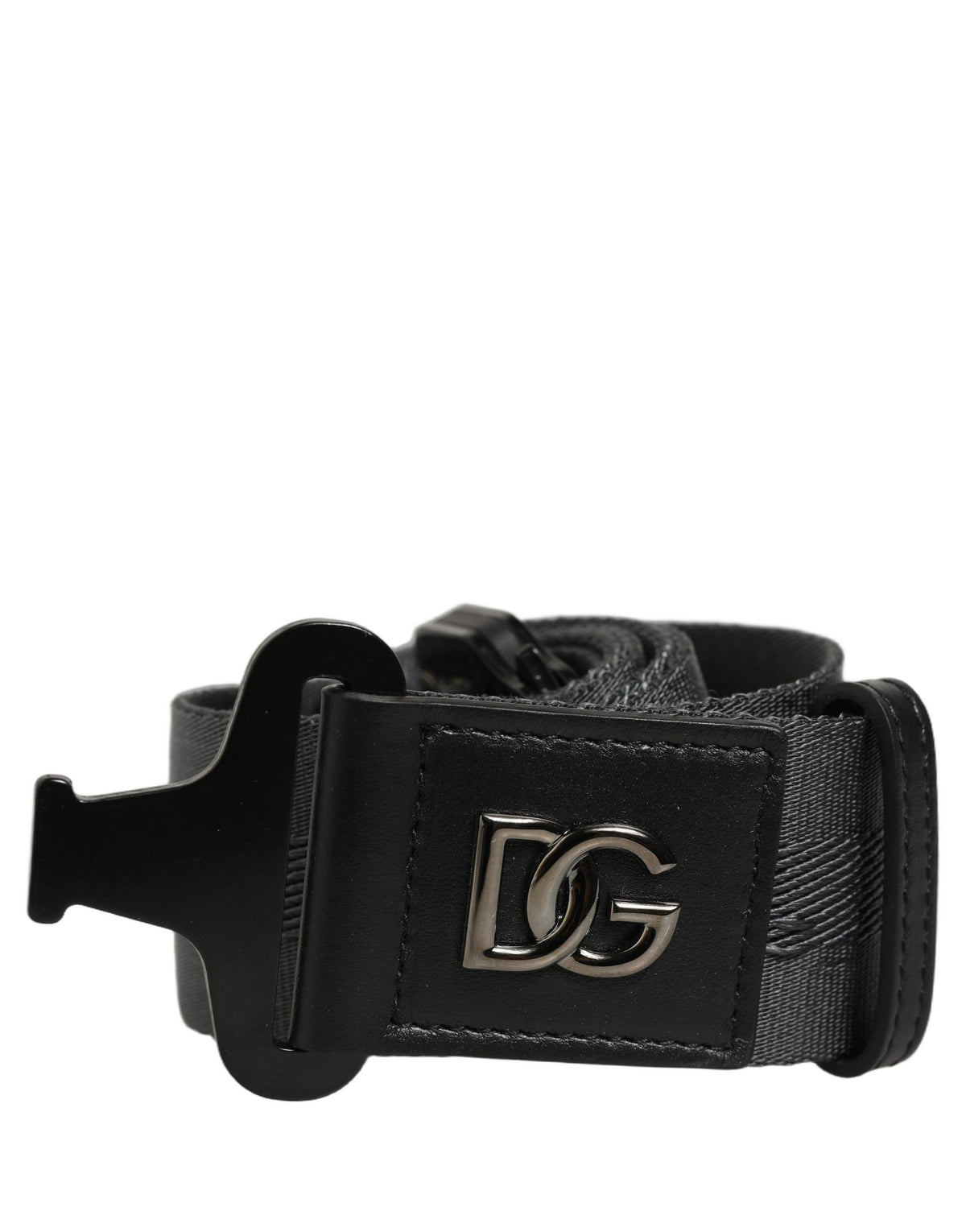 Dolce & Gabbana Men Gray Fabric Strap Logo Metal Buckle Men's Belt (Pre-Owned)