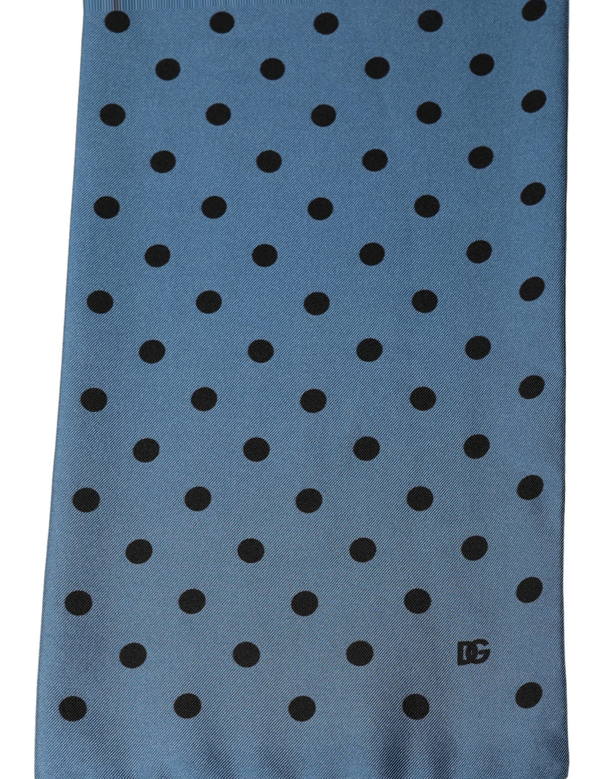 Dolce & Gabbana Blue Polka Dot Silk Fringed Lace Stole Men's Scarf
