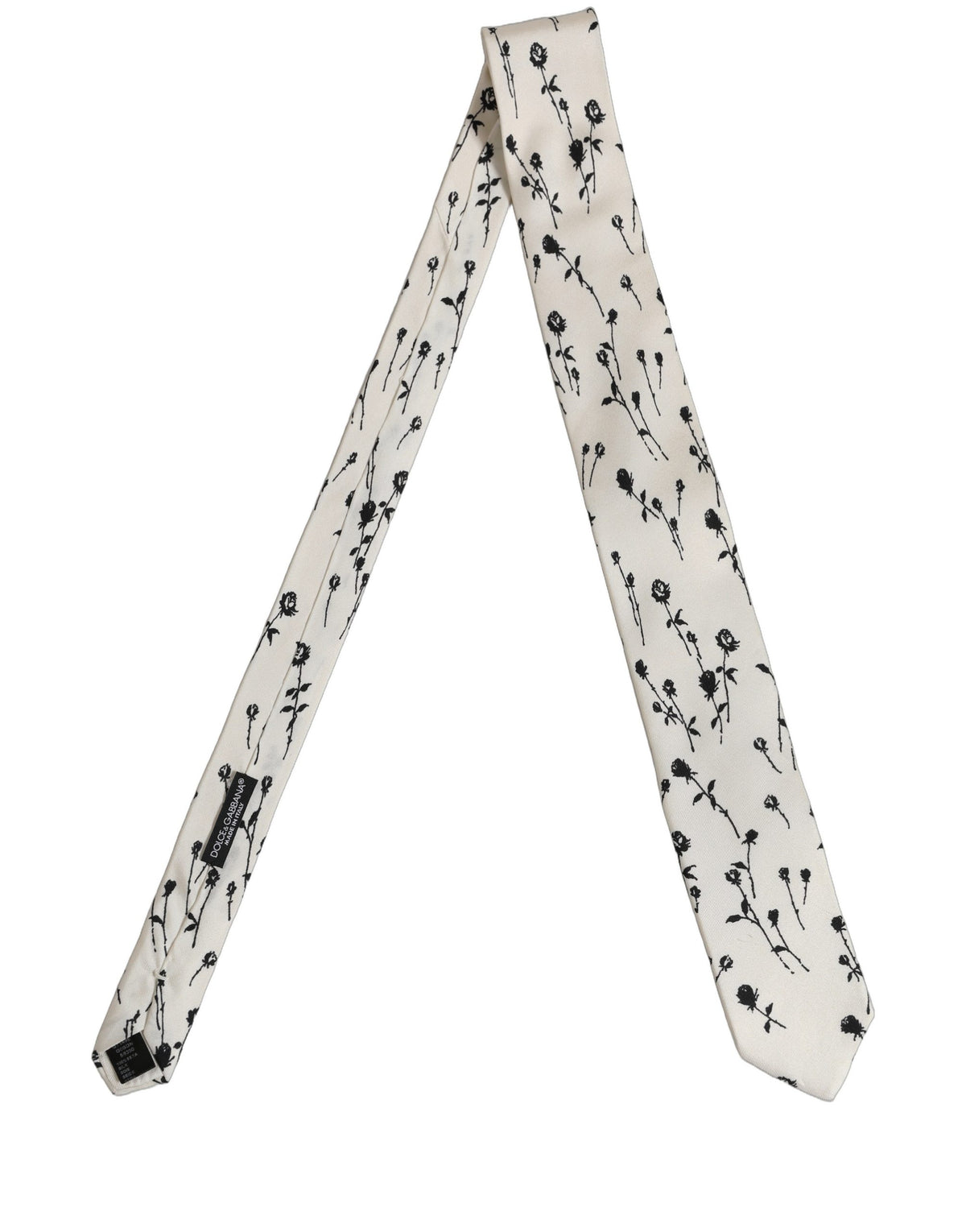 Dolce & Gabbana Off White Floral Print Adjustable NeckMen's Accessory Men's Tie