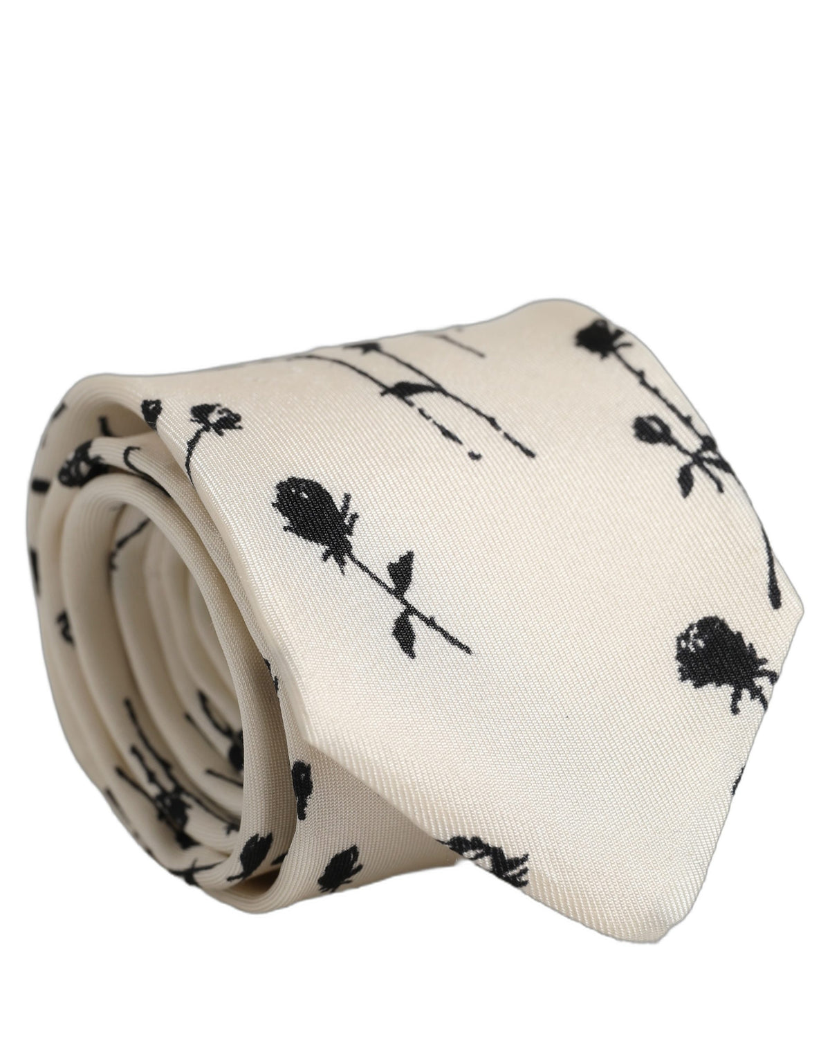 Dolce & Gabbana Off White Floral Print Adjustable NeckMen's Accessory Men's Tie