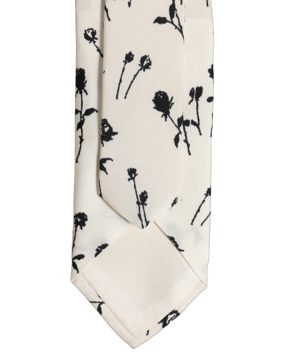Dolce & Gabbana Off White Floral Print Adjustable NeckMen's Accessory Men's Tie