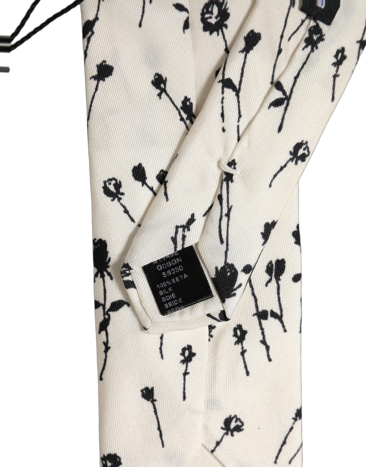Dolce & Gabbana Off White Floral Print Adjustable NeckMen's Accessory Men's Tie