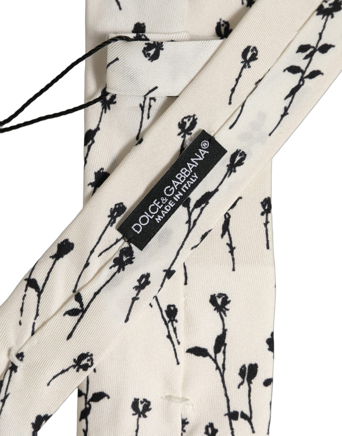 Dolce & Gabbana Off White Floral Print Adjustable NeckMen's Accessory Men's Tie