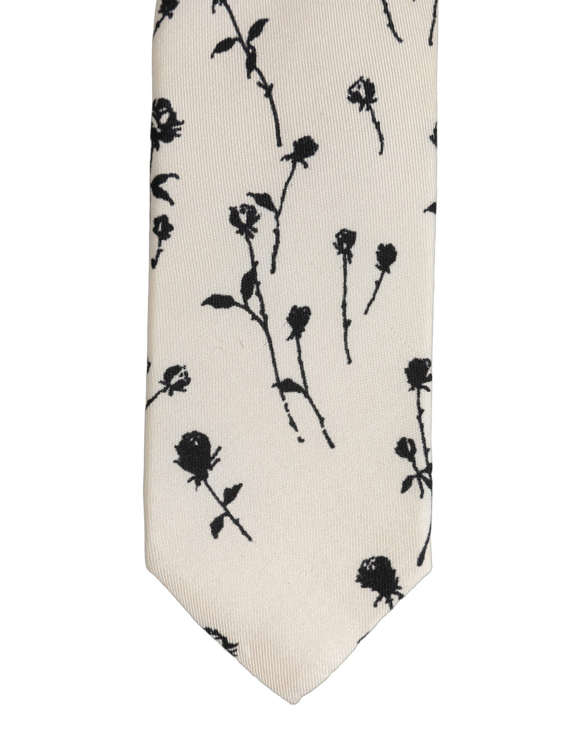Dolce & Gabbana Off White Floral Print Adjustable NeckMen's Accessory Men's Tie