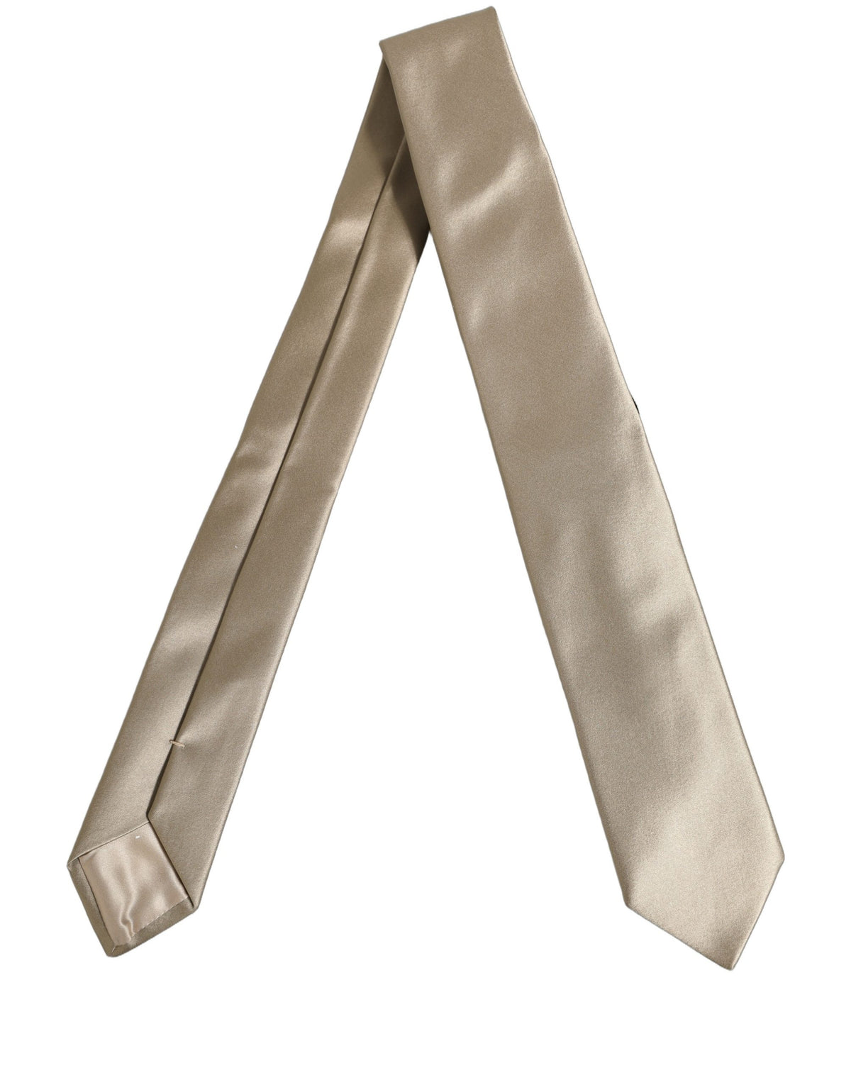 Dolce & Gabbana Beige Satin Silk Adjustable Men'sd NeckMen's Accessory Men's Tie