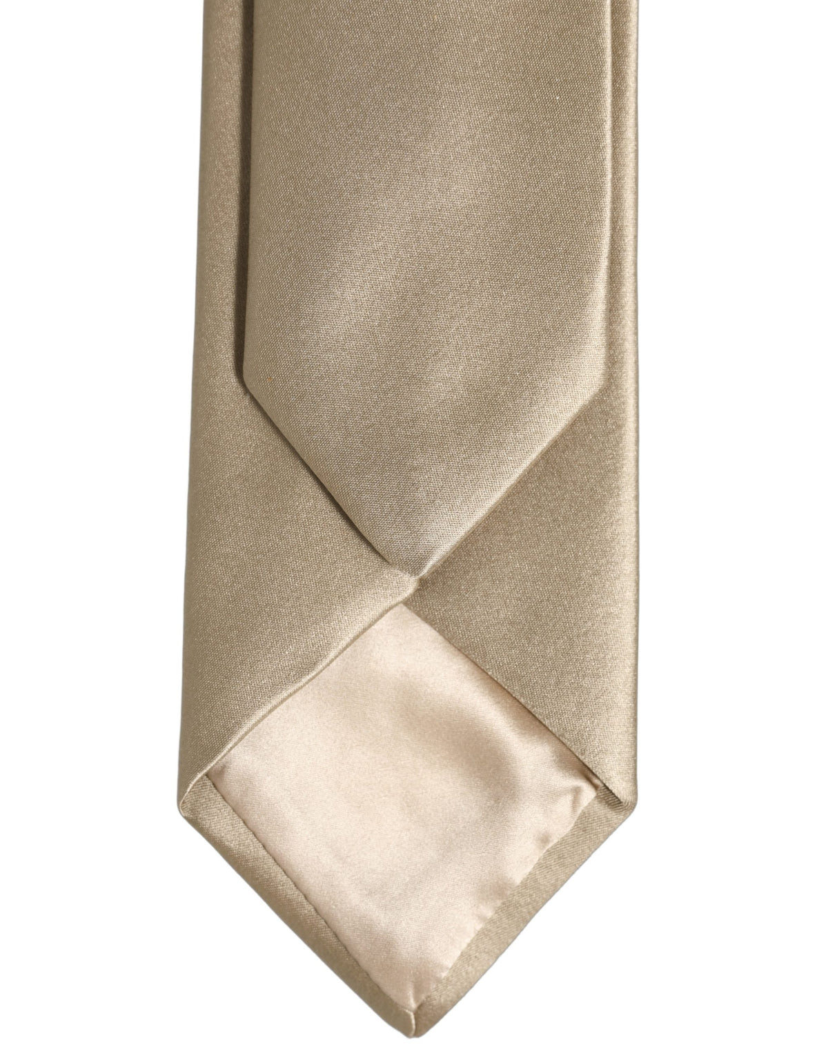 Dolce & Gabbana Beige Satin Silk Adjustable Men'sd NeckMen's Accessory Men's Tie