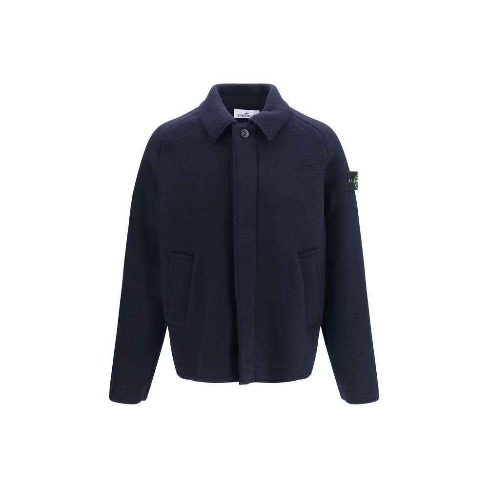 Stone Island Blue Wool Oves Aries Men's Jacket