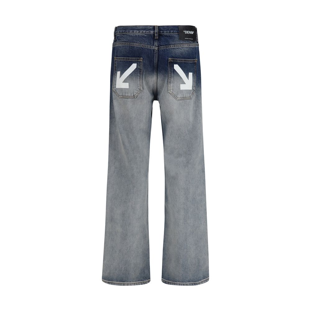 Off-White Gray Cotton Slim Fit Men's Jeans