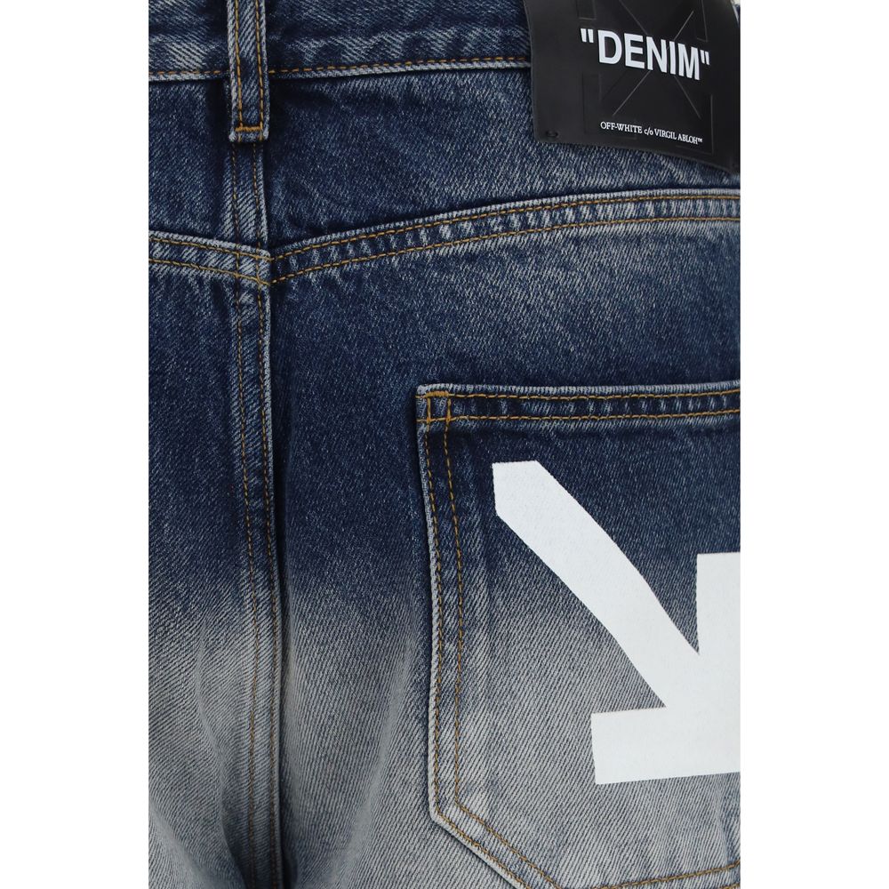 Off-White Gray Cotton Slim Fit Men's Jeans