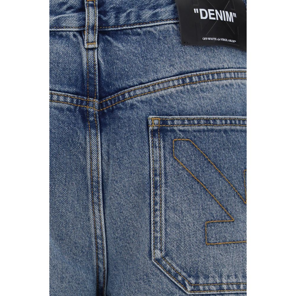 Off-White Blue Cotton Slim Fit Men's Jeans