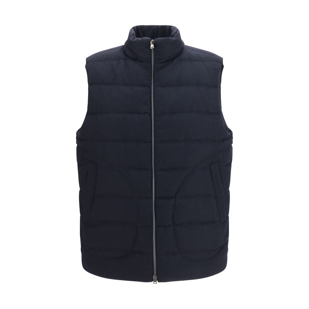 Herno Blue Wool Oves Aries Sleeveless Men's Jacket