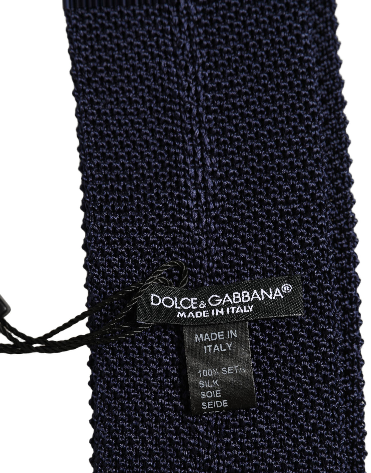 Dolce & Gabbana Dark Blue Textured Knitted Adjustable NeckMen's Accessory Men's Tie (Pre-Owned)