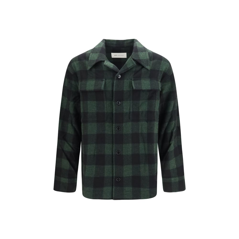 Ami Paris Bicolor Wool Oves Aries Pattern Men's Shirt