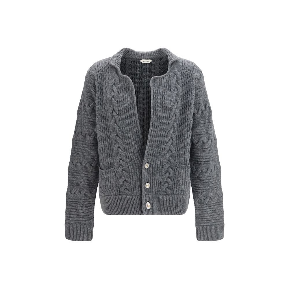 Versace Gray Wool Oves Aries Men's Cardigan