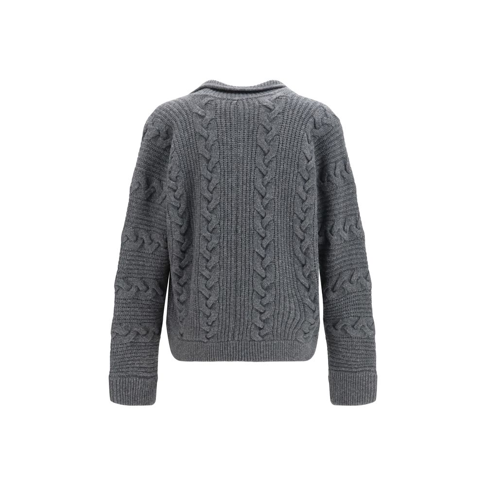 Versace Gray Wool Oves Aries Men's Cardigan