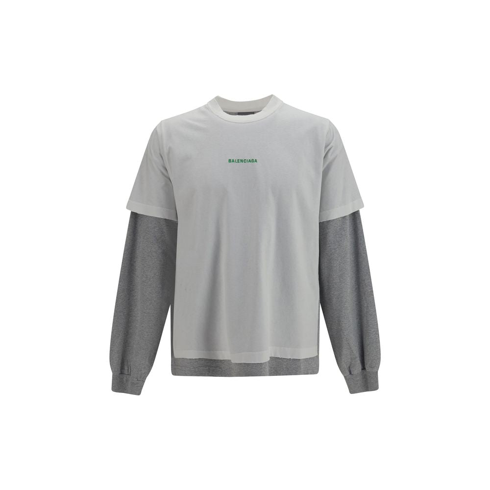 Balenciaga White Cotton Long Sleeve Men's T-Shirt