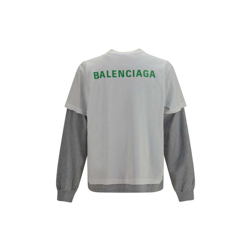 Balenciaga White Cotton Long Sleeve Men's T-Shirt