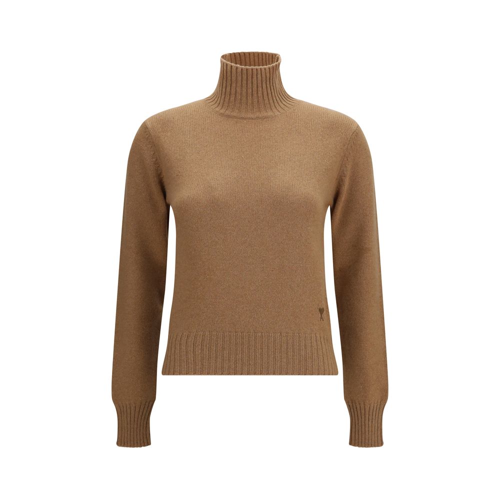Ami Paris Brown Cashmere Women's Turtleneck