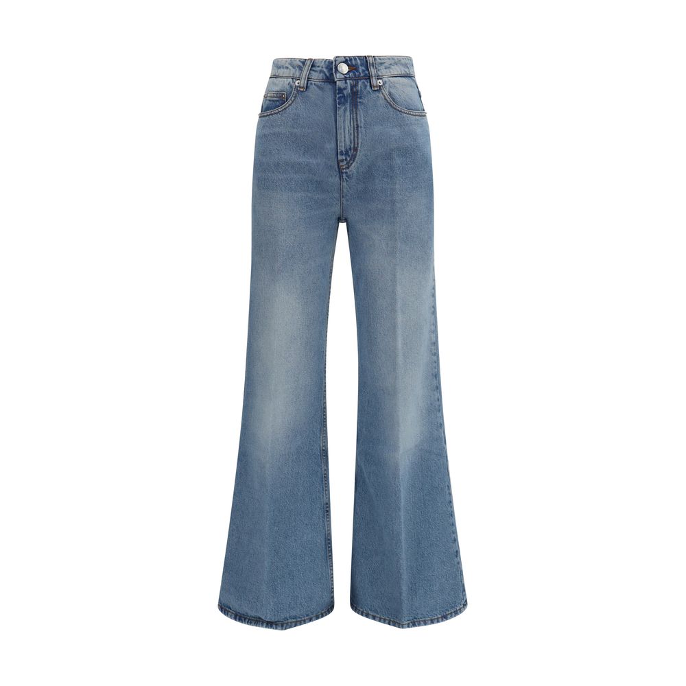 Ami Paris Blue Cotton Flared Women's Jeans