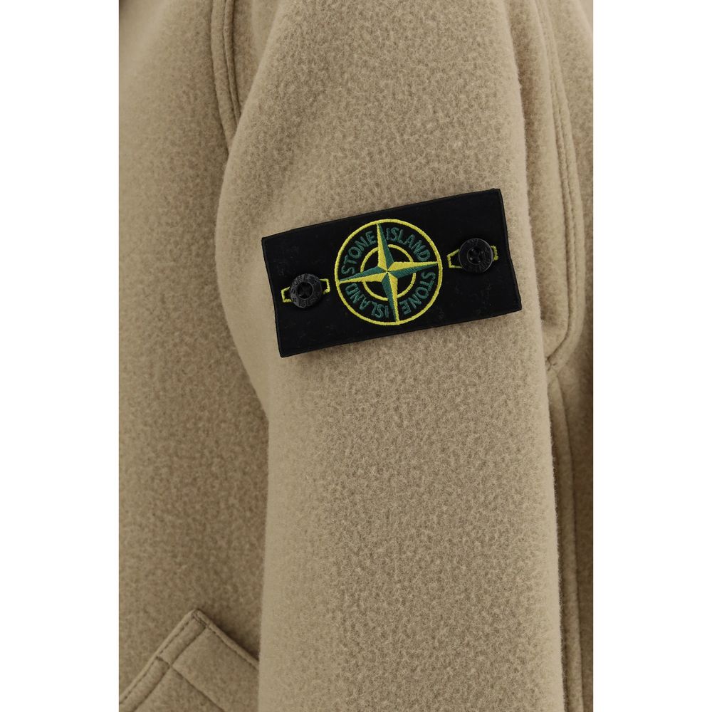 Stone Island Beige Wool Oves Aries Full-Length Men's Jacket