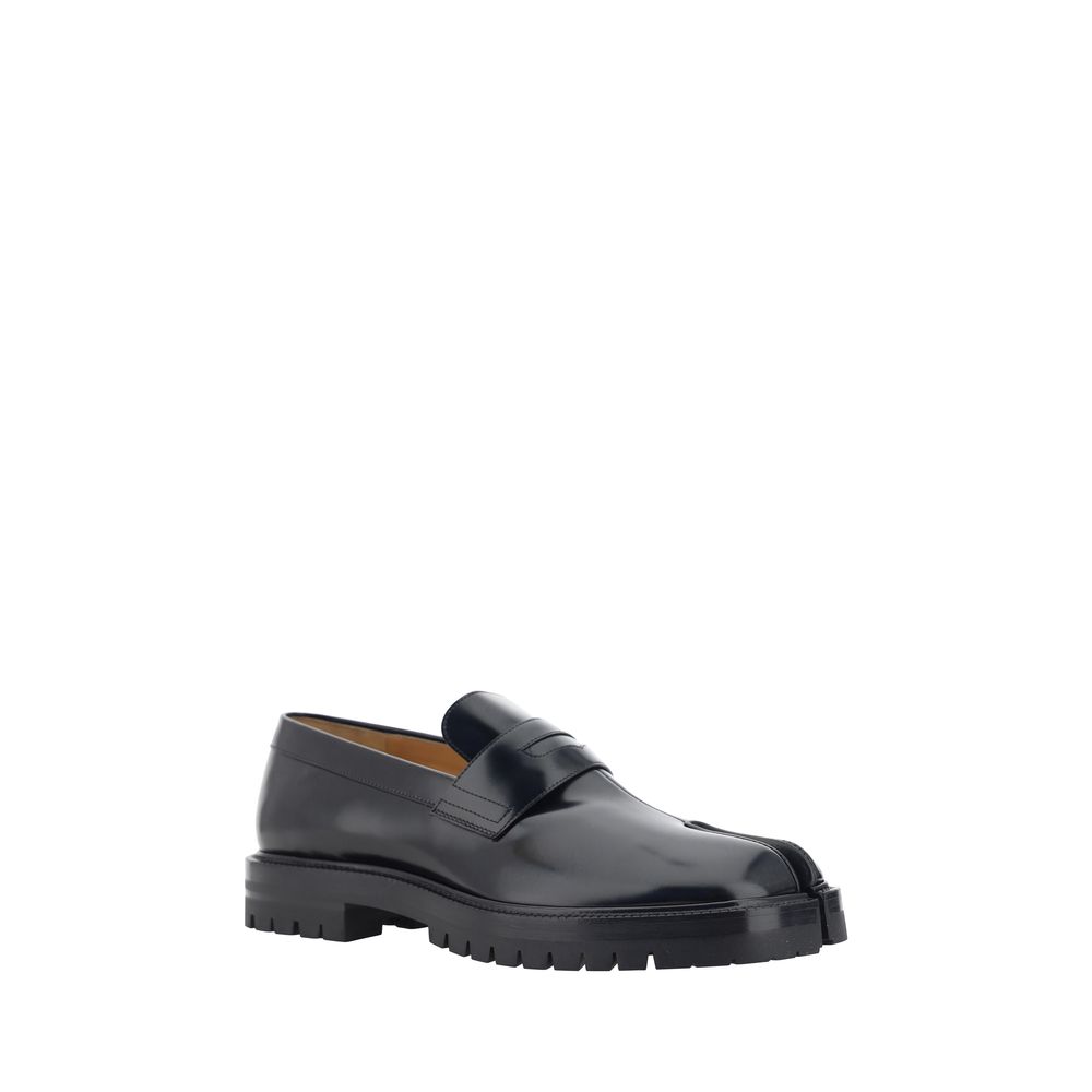 Maison Margiela Black Calf Leather Bos Taurus Slip-On Men's Loafers