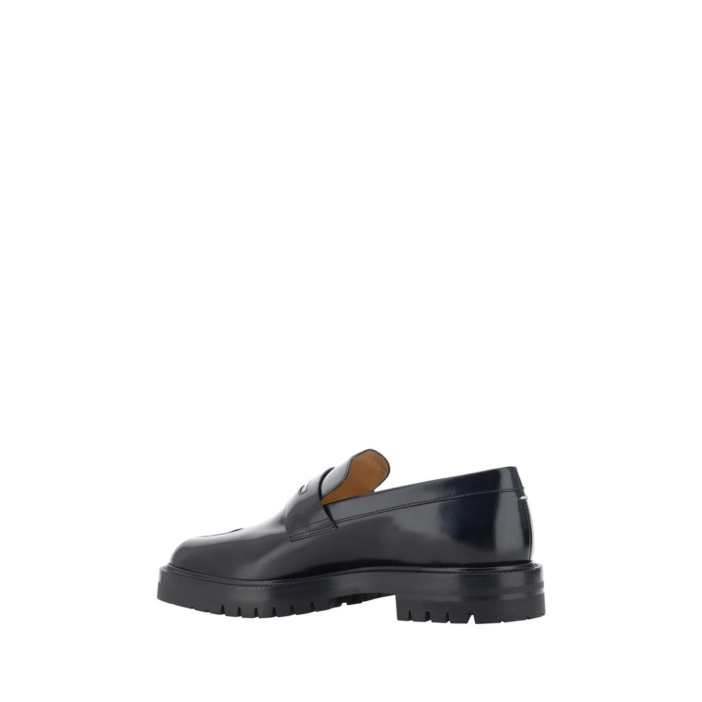 Maison Margiela Black Calf Leather Bos Taurus Slip-On Men's Loafers