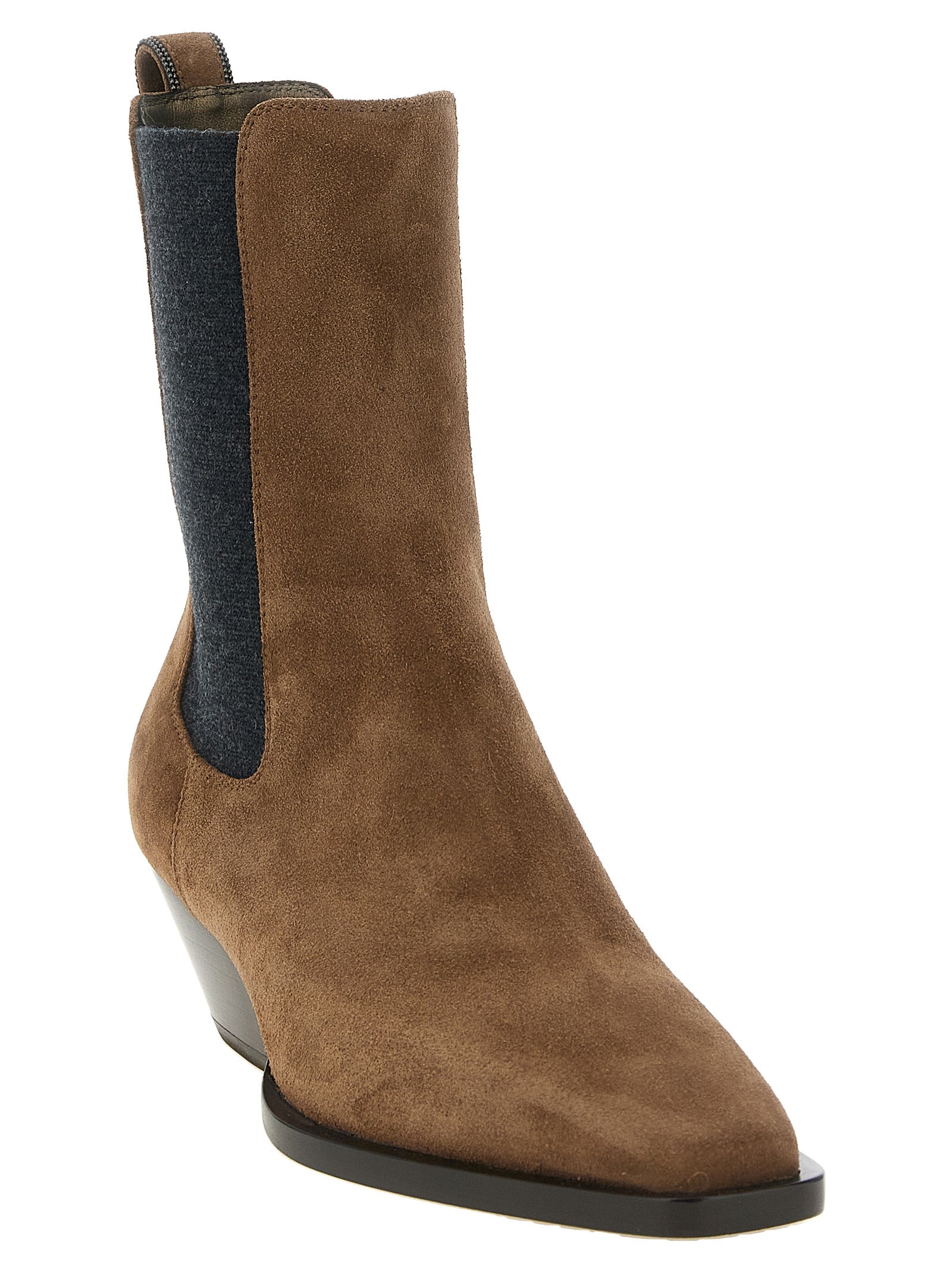 Brunello Cucinelli Brown Calfskin Chelsea Women's Boots