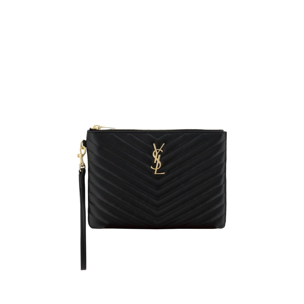 Saint Laurent Black Calf Leather Bos Taurus Clutch Women's Bag