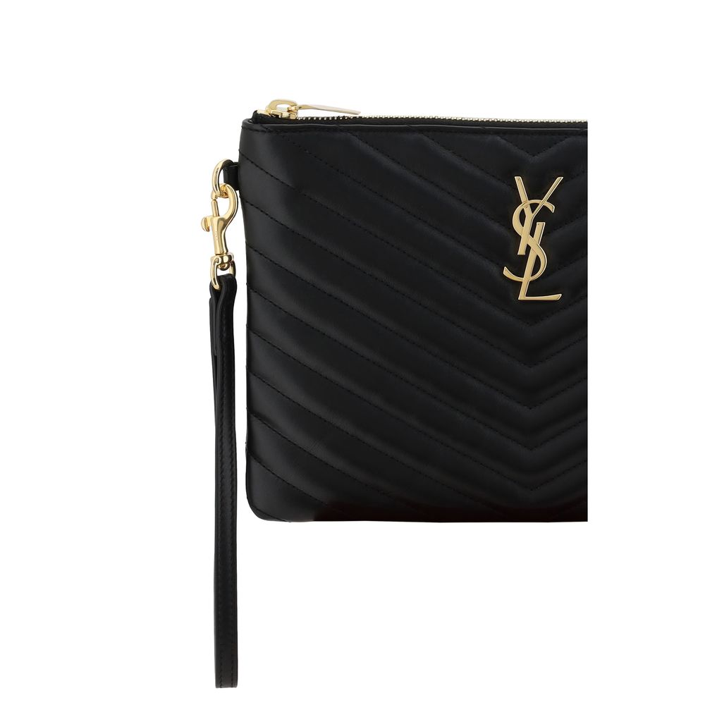 Saint Laurent Black Calf Leather Bos Taurus Clutch Women's Bag