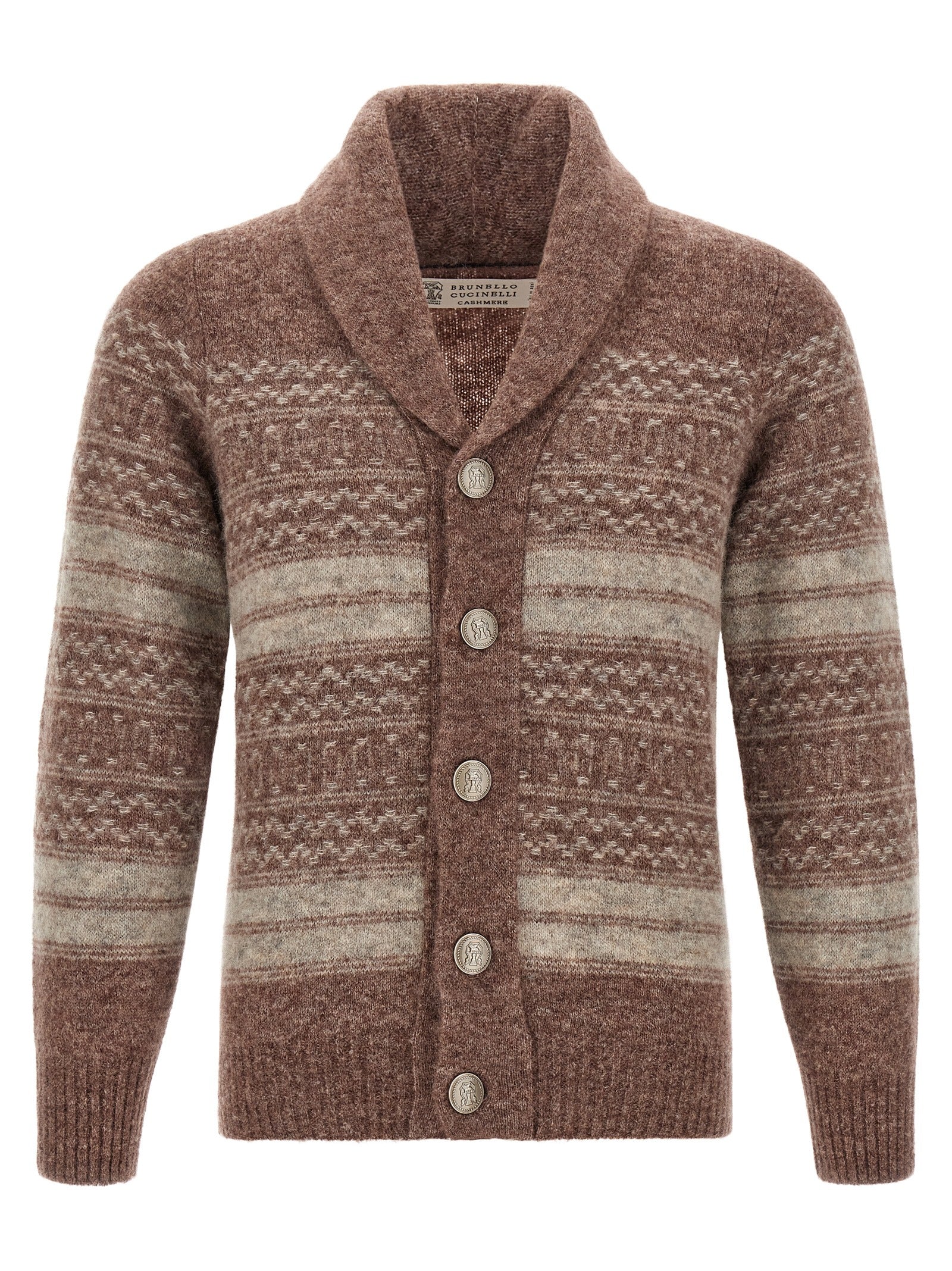 Brunello Cucinelli Brown Alpaca Leather Men's Cardigan