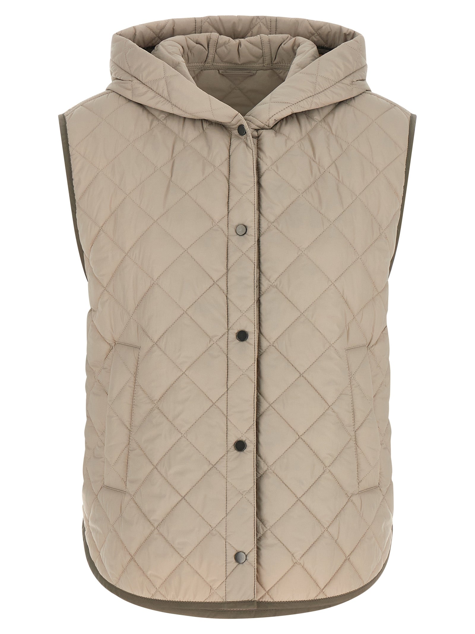 Brunello Cucinelli Beige Polyamide Sleeveless Women's Jacket