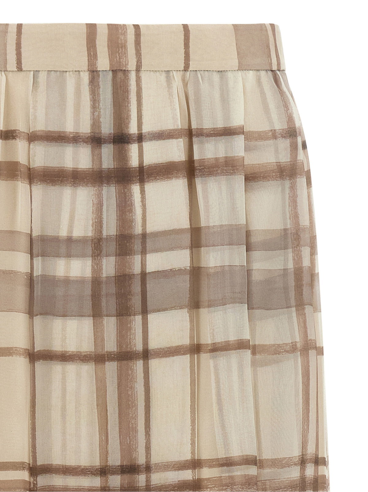 Brunello Cucinelli Beige Silk Midi Women's Skirt
