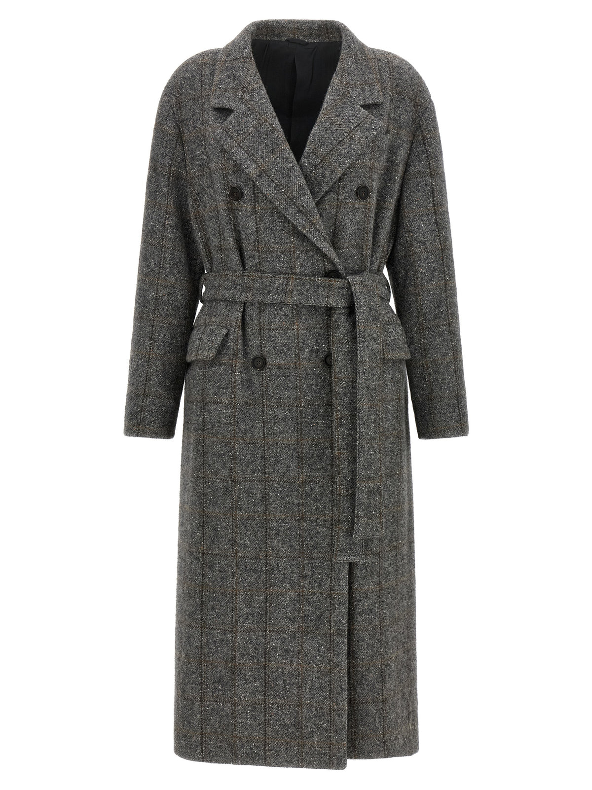 Brunello Cucinelli Gray Alpaca Leather Women's Coat