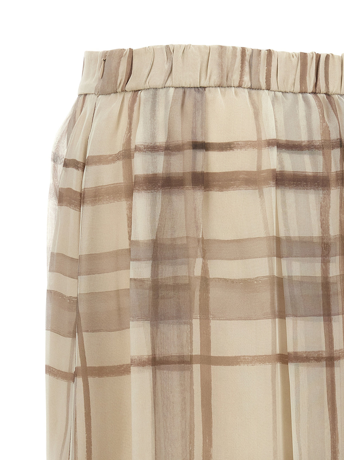 Brunello Cucinelli Beige Silk Midi Women's Skirt