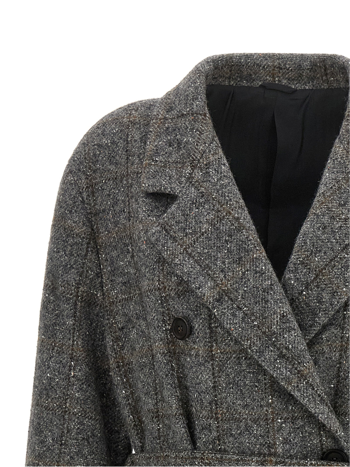 Brunello Cucinelli Gray Alpaca Leather Women's Coat