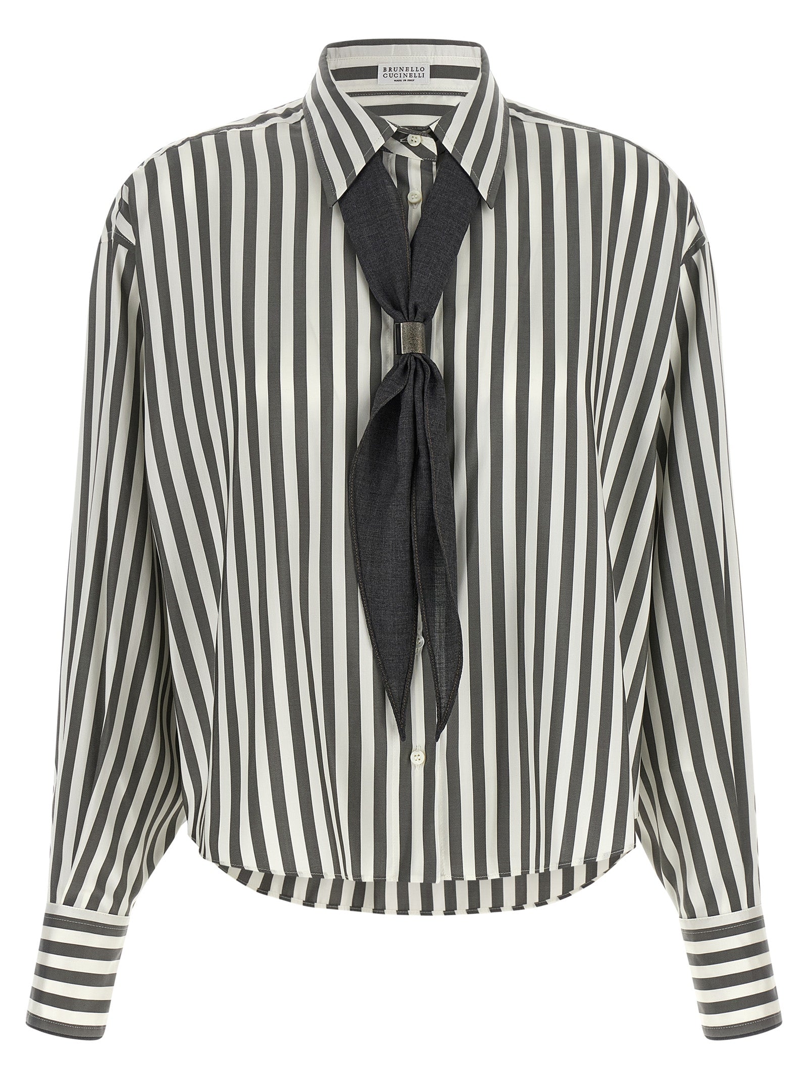Brunello Cucinelli Bicolor Silk Women's Blouse