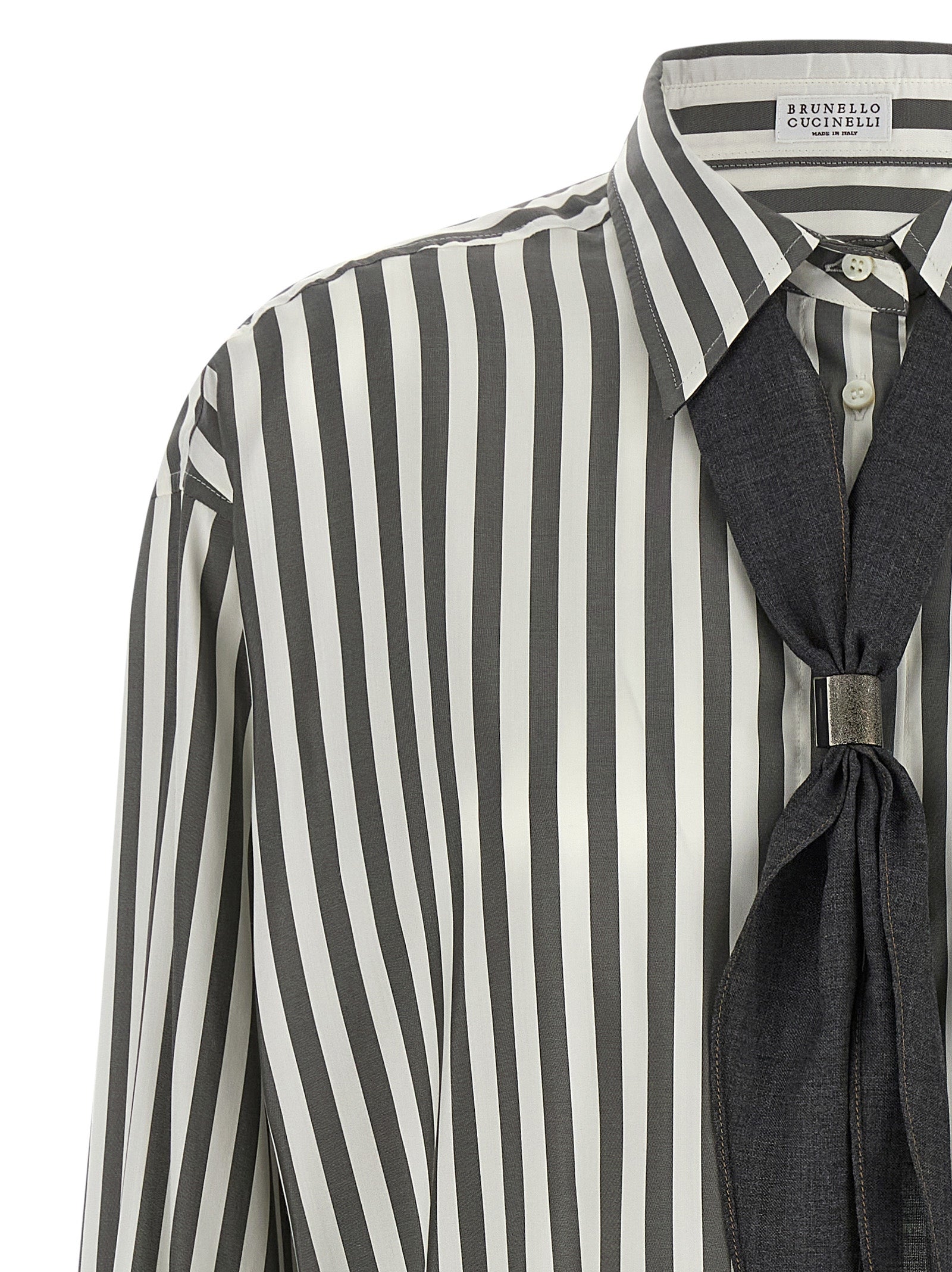 Brunello Cucinelli Bicolor Silk Women's Blouse