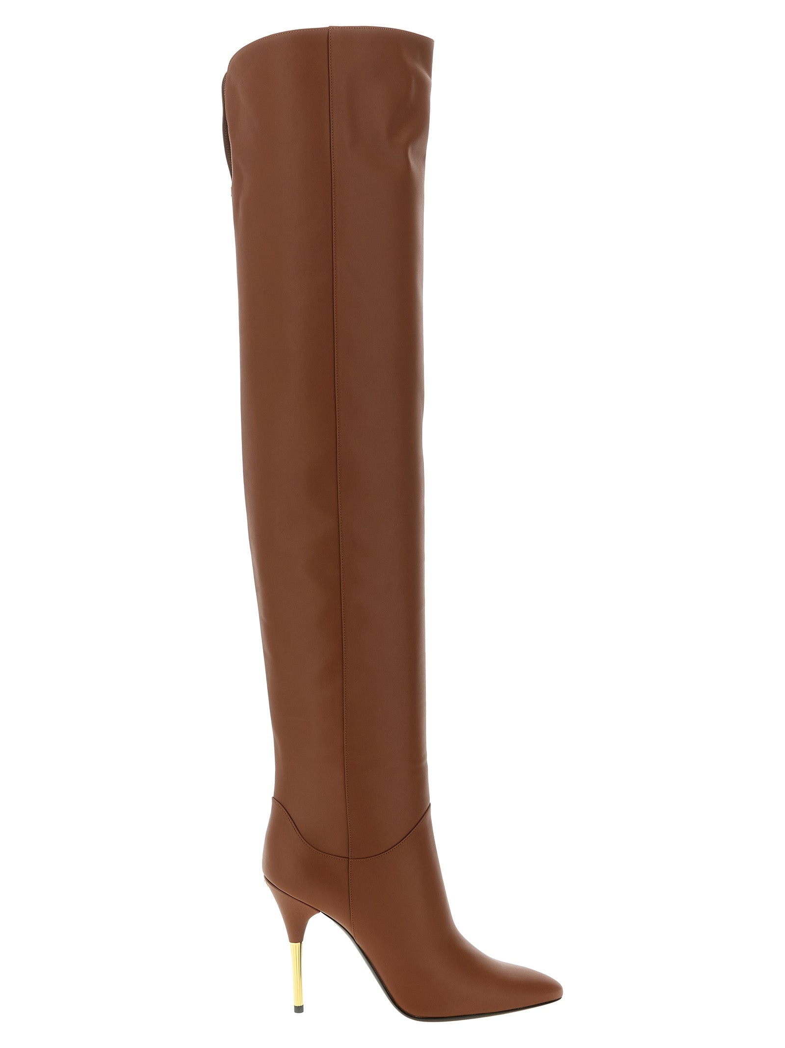 Valentino Garavani Brown Calfskin Over The Women's Knee